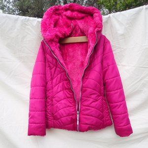 Pacific Trail Girls REVERSIBLE, Hooded, puffer/fur Jacket pre-owned(no size tag)